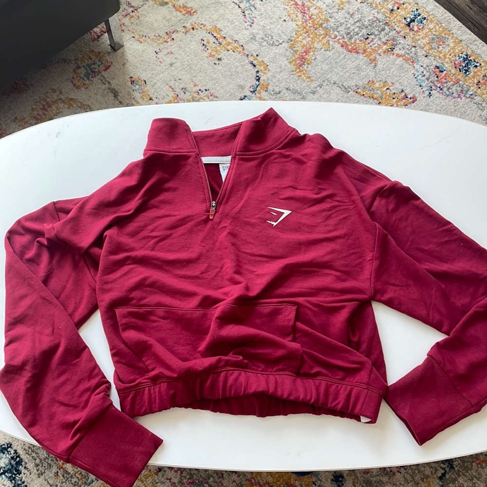 Maroon Cropped Sweater Quarter Zip Gymshark